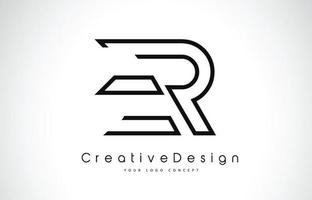 ER E R Letter Logo Design in Black Colors. vector