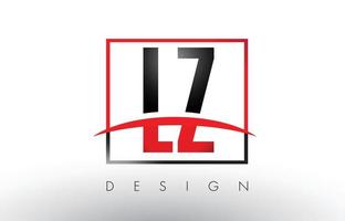 letras del logotipo lz lz con colores rojo y negro y swoosh. vector