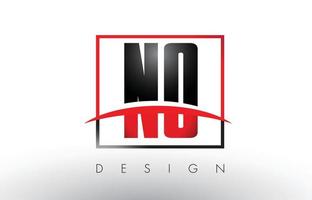 NO N O Logo Letters with Red and Black Colors and Swoosh. vector