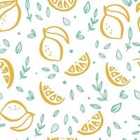 Lemon pattern. Seamless decorative background with yellow lemons. vector