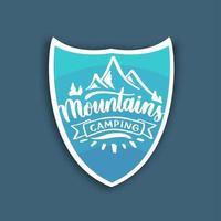 Mountain travel emblem. Camping outdoor adventure emblem, badge and logo patch. vector