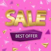 Sale poster or flyer design. 3D word Sale on PINK background. Vector illustration.