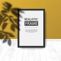 Photo frame mock-up with shadow from leaves. vector