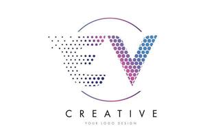 EV E V Pink Magenta Dotted Bubble Letter Logo Design Vector