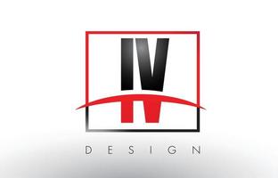 IV I V Logo Letters with Red and Black Colors and Swoosh. vector