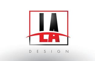 LA L A Logo Letters with Red and Black Colors and Swoosh. vector