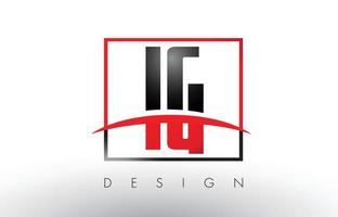 letras del logotipo ig iq con colores rojo y negro y swoosh. vector