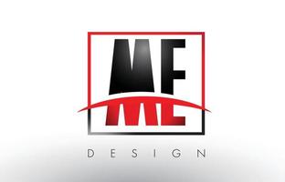 ME M E Logo Letters with Red and Black Colors and Swoosh. vector