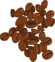 A handful of realistic coffee beans. Brown roasted coffee. Arabica, robusta. Coffee beans for espresso, americano, latte. A pile of grains. Flat vector illustration