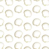 Vector gold foil seashells seamless pattern texture background. Perfect for wallpaper, scrapbooking, special event invitations or decor print.