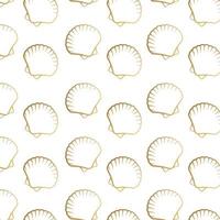 Vector gold foil seashells seamless pattern texture background. Perfect for wallpaper, scrapbooking, special event invitations or decor print.