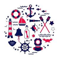 iconos sobre el tema del mar y la navegación vector