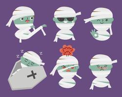 Vector mummy character or mascot in different pose and activities