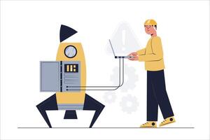 A student is studying the rocket system and finds an error in the rocket system. vector