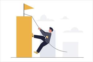 Flag on the high graph peak. Business concept of goal achievement or success. Flat style vector illustration