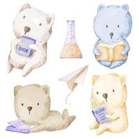 Vector illustration watercolor Set of adorable Bear For Your Design.