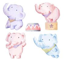 Vector illustration watercolor Set of adorable elephant For Your Design.