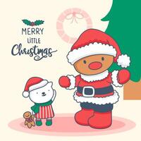 Dibujos animados de tarjeta de Navidad de felicitación con ilustración de vector de letras