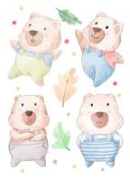 Vector illustration watercolor Set of adorable Bear For Your Design.
