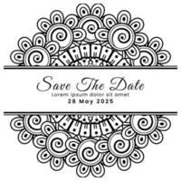 Save the date with mehndi flower. decoration in ethnic oriental, doodle ornament. vector