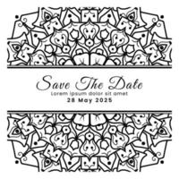 Save the date with mehndi flower. decoration in ethnic oriental, doodle ornament. vector