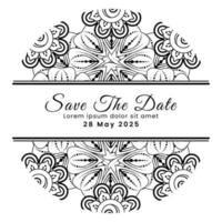 Save the date with mehndi flower. decoration in ethnic oriental, doodle ornament. vector