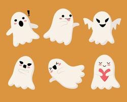 personaje fantasma vectorial o mascota en diferentes poses y actividades