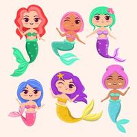 Vector illustration flat style mermaid for designer create banner, web page, card or novel and story.