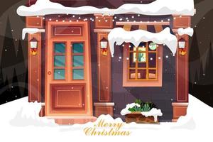Urban background A peaceful townscape set in snow all over Christmas. vector