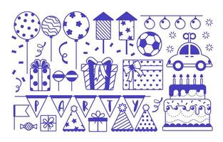 collection of party with lovely element vector