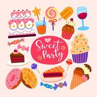 Sweet party items vector