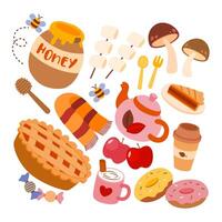 Set of item object for autumn season vector