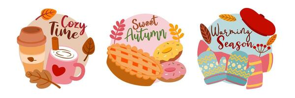 Set of item object for autumn season vector