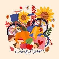 Set of item object for autumn season vector