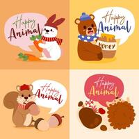 collection card with happy welcome autumn vector