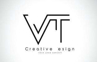 VT V T Letter Logo Design in Black Colors. vector