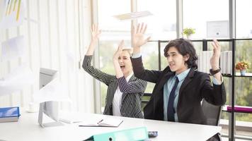 Business people are happy with business success in office photo