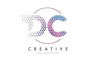 DC D C Pink Magenta Dotted Bubble Letter Logo Design Vector