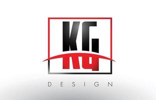 KG K G Logo Letters with Red and Black Colors and Swoosh. vector