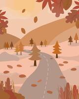 Beautiful Landscape With trees in autumn season vector