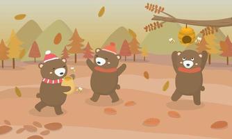 Bear family and Honey Party on New Year Day vector