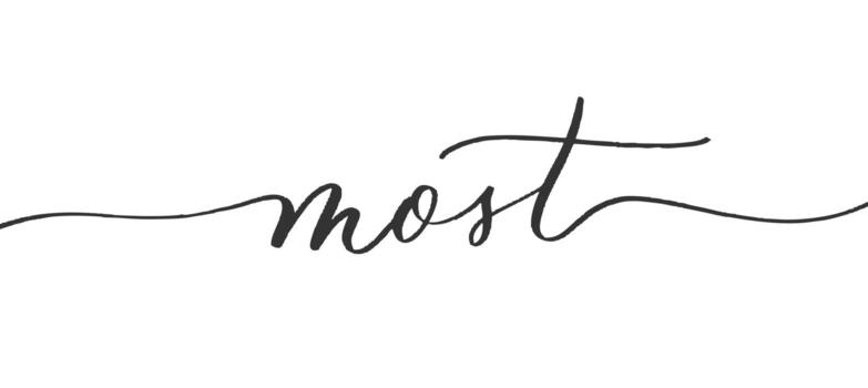 most - inscripción caligráfica con líneas suaves. vector