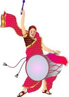 celebration of the Maharashtrian new year Gudhi Padwav Drummers with Dhol and Tasha traditional instruments. vector