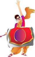 celebration of the Maharashtrian new year Gudhi Padwav Drummers with Dhol and Tasha traditional instruments. vector