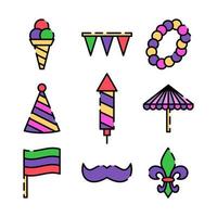 Mardi Gras Party Icon Set vector