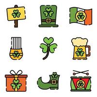 conjunto de iconos del día de san patricio vector