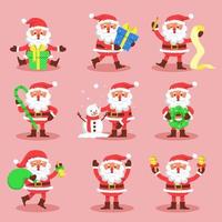 Set of Santa Claus for Christmas card cartoon vector