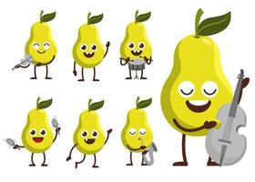 Bundle Set of fruit musician cartoon mascot vector