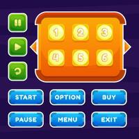 Game menu scene for status of money, power, and collectible items. vector