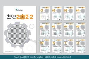 Calendar 2022 design, The year of the Tiger monthly cards templates, Set of 12 month vector